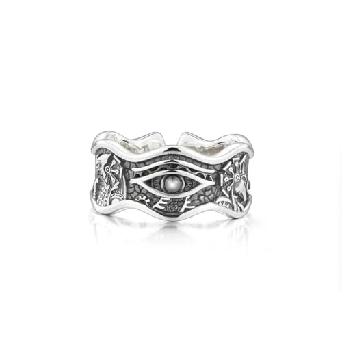 Caiduoduo Eleganter Brief Carving Grüner Streifen Design Retro Thai Silber weiblicher Fingerring für FrauenGeschenke von Caiduoduo