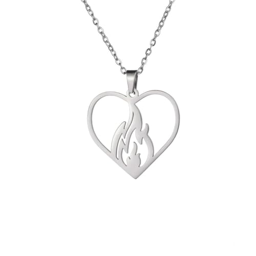 Caiduoduo Flammendes Feuer Herz Anhänger Halskette für Frauen Edelstahl Herz Charms Kette Halskette Paar Choker Schmuck Geschenk Caiduoduo Flammendes Feuer Herz Anhänger Halskette für Frauen Edelstahl Herz Charms Kette Halskette Paar Choker Schmuck Geschenk von Caiduoduo