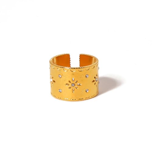 Caiduoduo Französischer Vintage Hof geschnitzter Ring hohles Design Titanstahl Ring Damen Hand Ornament von Caiduoduo