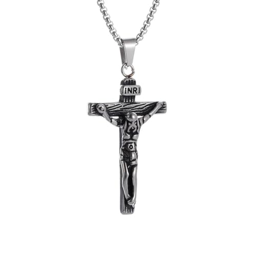 Caiduoduo Freitag Kreuz Edelstahl Anhänger Halskette für Männer Frauen Vintage Religiöse Amulette Glaube Schmuck Geschenk Zubehör von Caiduoduo