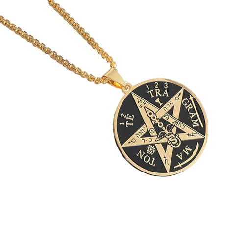 Caiduoduo Hexerei Pentagramm Herren Halskette Edelstahl Salomo Anhänger Vintage Jüdisch Hebräisch Rune Amulett Schmuck Geschenk von Caiduoduo