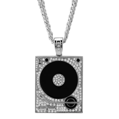 Caiduoduo Hip Hop Zirkon Vintage Grammophon Anhänger Vinyl Schallplatte Halskette für Männer und Frauen Rock Rap Schmuck Geschenk Caiduoduo Hip Hop Zirkon Vintage Grammophon Anhänger Vinyl Schallplatte Halskette für Männer und Frauen Rock Rap Schmuck Geschenk von Caiduoduo