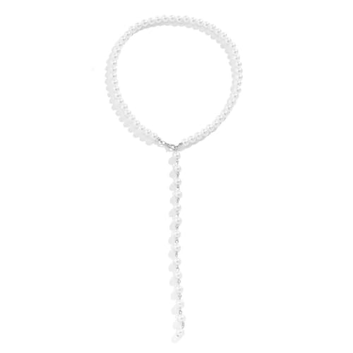 Caiduoduo Imitation Perlenkette für Frauen Perlen Lange Quaste Choker Verstellbare Halskette Schmuck Damen Party von Caiduoduo