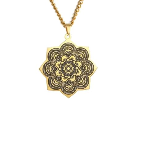 Caiduoduo Indischer Buddhismus Lotus Anhänger Halskette für Frauen Männer Edelstahl Kette Halskette Vintage Schmuck Amulett Geschenk Caiduoduo Indischer Buddhismus Lotus Anhänger Halskette für Frauen Männer Edelstahl Kette Halskette Vintage Schmuck Amulett Geschenk von Caiduoduo