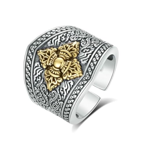 Caiduoduo Kreuz Vajra Ring Männer Hip Hop Vintage Single Ring Ornament von Caiduoduo