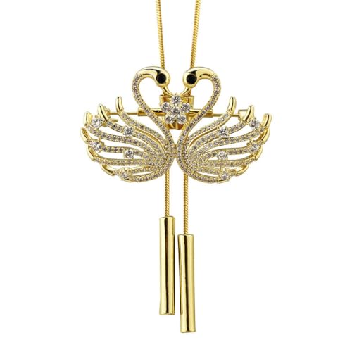 Caiduoduo Lange doppelte Schwanenkette weibliche Quaste Schwan Paar Pullover Kette Mode vielseitige Corsage von Caiduoduo