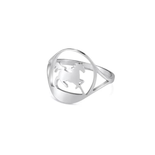 Caiduoduo Laufendes Pferd Motiv Ring Persönlichkeit Unisex Ring aus Edelstahl von Caiduoduo