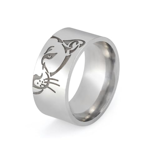 Caiduoduo Löwenkopf Ringe Männer Frauen Edelstahl Gold Finger Ringe Punk Tier Paar Ringe Schmuck von Caiduoduo