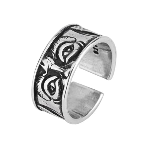 Caiduoduo Männer Retro Hip-Hop Persönlichkeit Ring Punk Mode Ringe für Frauen Gothic graviert Dämonenauge Retro Hipster Ring von Caiduoduo