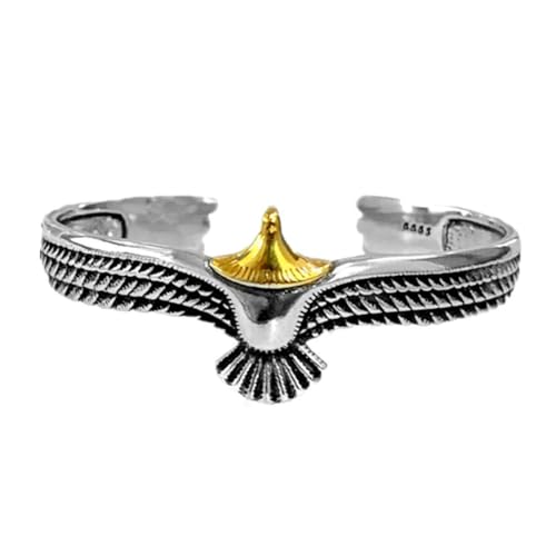 Caiduoduo Mode Edelstahl Retro Eagle Wings Offener Ring Männer Ring für männliche Party Hochzeit Verlobung Vintage Schmuck von Caiduoduo