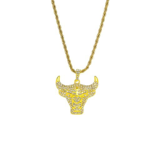 Caiduoduo Mode Full Zirkon Bull Anhänger Halskette Männer und Frauen ÜberraschungGeschenk Persönlichkeit Rock Schmuck von Caiduoduo