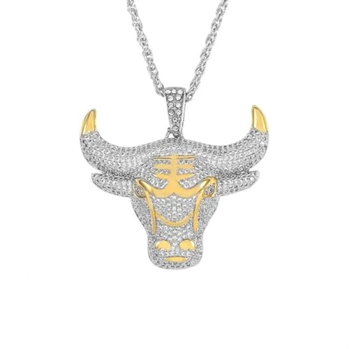 Caiduoduo Mode Full Zirkon Bull Anhänger Halskette Männer und Frauen ÜberraschungGeschenk Persönlichkeit Rock Schmuck von Caiduoduo