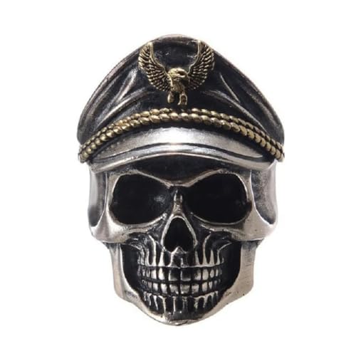 Caiduoduo Mode Vintage Totenkopf Ring Offizier Kapitän Öffnung Verstellbare Hand Ring Piraten König Schmuck Männer Frauen Geschenke von Caiduoduo