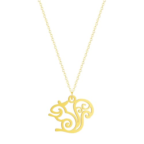 Caiduoduo Modeschmuck hohle Edelstahl Eichhörnchen Tier Anhänger Halskette von Caiduoduo