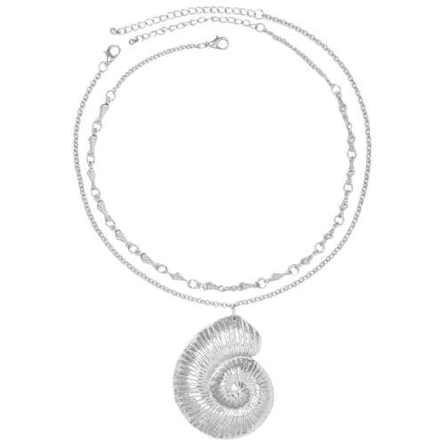 Caiduoduo Ocean Style Flache Muschelform Anhänger Halskette für Frauen Gold Farbe Layered Metal Link Choker Halsband Halskette Schmuck Halsband von Caiduoduo