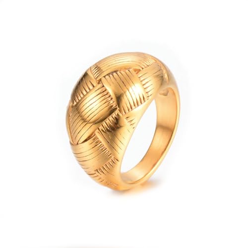 Caiduoduo Persönlichkeit Edelstahl Gold Ring Damen unregelmäßig hohler Ring geometrisches Handornament von Caiduoduo