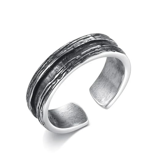 Caiduoduo Punk Vintage Sterlingsilber Geometrische Thai Silber Offene Ringe für Frauen Männer Zeigefinger Ring Geschenk von Caiduoduo