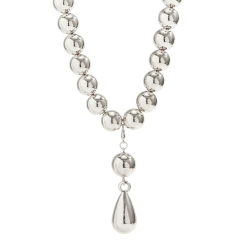 Caiduoduo Punk Wassertropfen CCB Ball Lange Anhänger Halskette für Frauen Männer Vintage Silber Farbe Perlen Choker Halskette von Caiduoduo