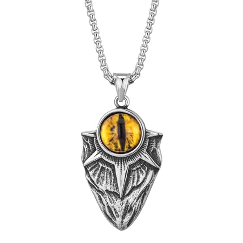 Caiduoduo Retro Gothic Dämon Blau Evil Eye Anhänger Schild Halskette für Männer und Frauen Exorzist Talisman Amulett Geschenk von Caiduoduo