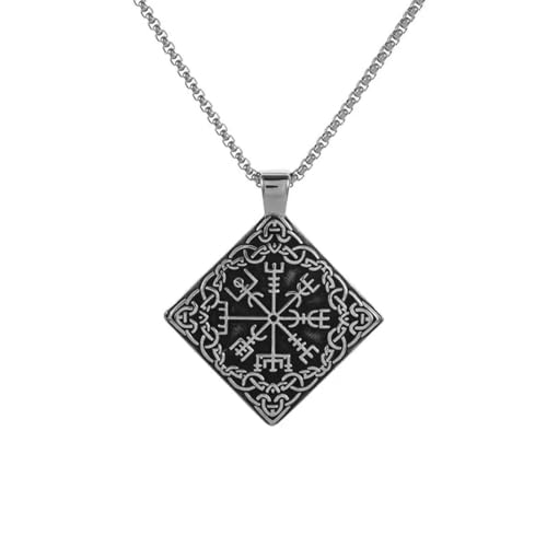 Caiduoduo Retro Nordic Style Square Metal Compass Pendant Suitable for Men's Fashion Pendant Necklace Jewelry Gift von Caiduoduo