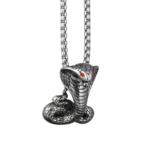 Caiduoduo Retro Persönlichkeit Red Eye Cobra Anhänger Halskette ist geeignet für Männer Punk Domineering Rock Hip Hop Schmuck von Caiduoduo