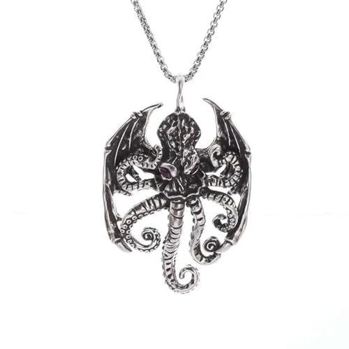Caiduoduo Retro Punk Cthulhu Mythos Octopus Kraken Pendant Animal Monster Necklace for Men Punk Hip Hop Party Jewelry von Caiduoduo