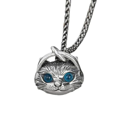 Caiduoduo Retro Silber Farbe Exquisite Katze trägt Kopfhörer Anhänger Halskette für Mode Männer und Frauen Pullover Kette Zubehör von Caiduoduo