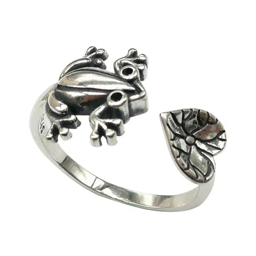 Caiduoduo Retro kreative Alternative Frosch weiblicher Ring Mode Persönlichkeit Gravur Muster Metall Ring Schmuck von Caiduoduo