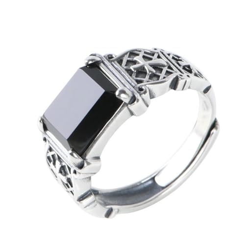 Caiduoduo Ringe Vintage schwarzer Onyx verstellbare Silber Armbänder Handschmuck Mode Menschen und Männer und Frauen von Caiduoduo