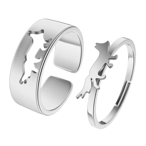 Caiduoduo Ringset Fuchs Muster Schmuck Männer und Frauen Paar Ring Edelstahl Ring Schmuck von Caiduoduo