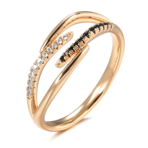 Caiduoduo Roségold Zirkon Ringe Personalisiertes Design Vier Zacken Kreuz Mode Ringe Damen Schmuck von Caiduoduo
