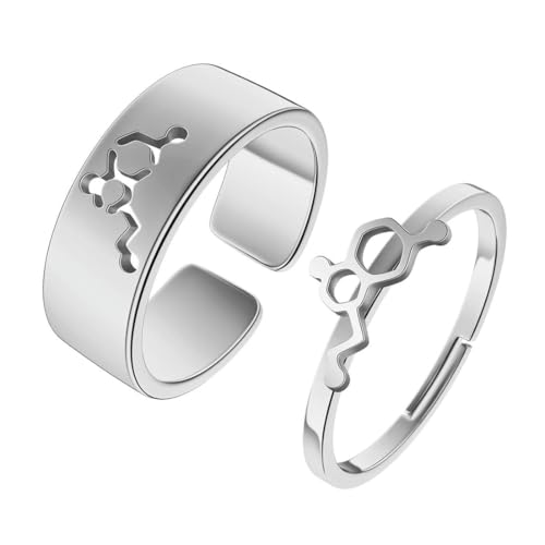 Caiduoduo Serotonin Molekül Ring Paar Ring Edelstahl Männer und Frauen Schmuck von Caiduoduo