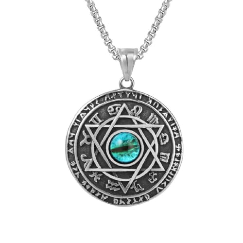 Caiduoduo Siegel von Salomon Halskette Anhänger Edelstahl Empowerment Symbol Talisman Hexagramm Schmuck für Männer Frauen von Caiduoduo