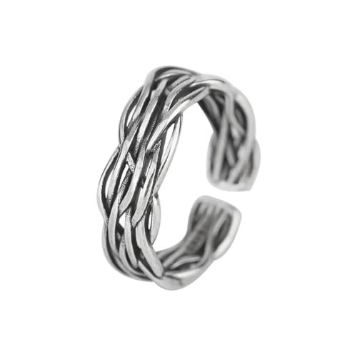 Caiduoduo Silberfarbe Vintage gewebte Ringe für Frauen Linie geknotete Öffnung thailändische Silber Finger Ring Schmuck kreativ von Caiduoduo