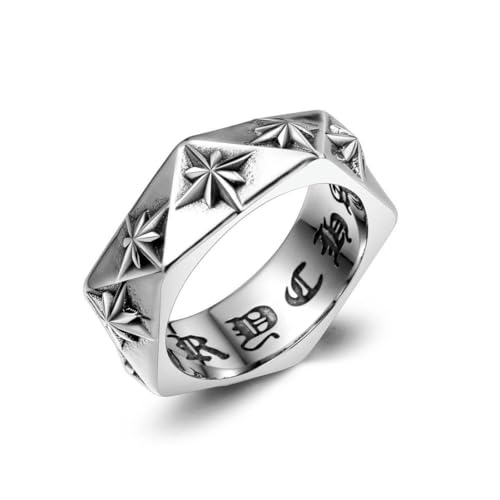 Caiduoduo Titan Stahl Ring polygonal D Ring Gezeitenmann Blume Hand Ornament von Caiduoduo
