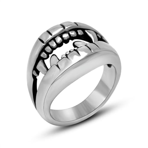 Caiduoduo Titan Stahl Schmuck personalisiert Krokodil Zahn Ring Tier Zahn Ring Herren Handschmuck von Caiduoduo