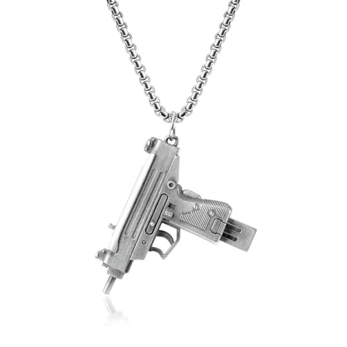 Caiduoduo Uzi Anhänger Halskette Herren Amulett Vintage Stil Pullover Kette von Caiduoduo