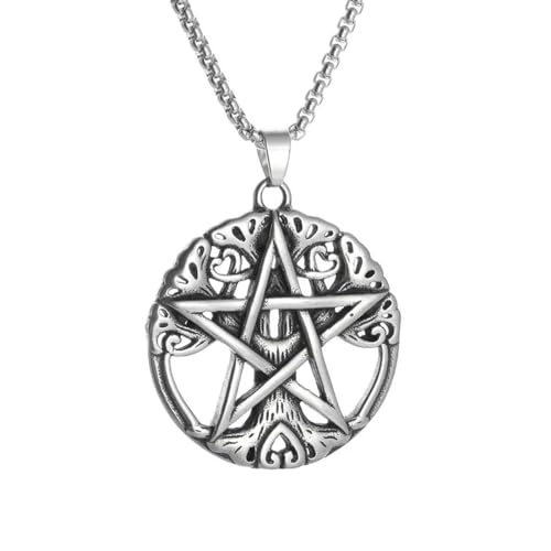 Caiduoduo Vintage Nordic Style Slavic Compass Pendant Raven Rune Necklace for Men Punk Style Jewelry Gift von Caiduoduo