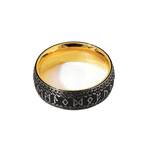 Caiduoduo Vintage Wikinger Buchstaben Stilvoller einfacher Ring Vintage Edelstahl Ring von Caiduoduo