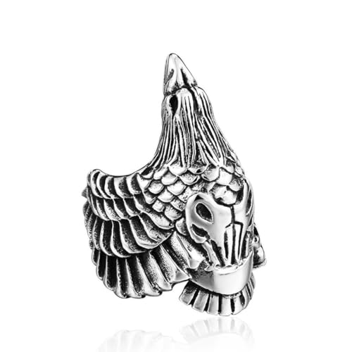 Caiduoduo Vintage Wikinger Ringe Edelstahl Rabe Ringe Männer Persönlichkeit Schmuck von Caiduoduo