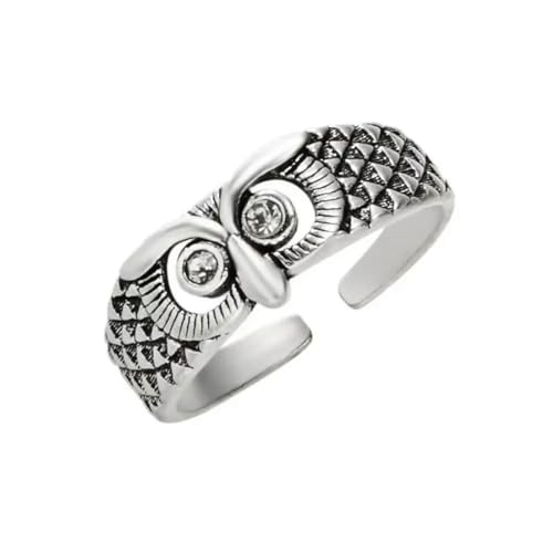 Caiduoduo Vintage blaue Brille Eule Schmuck Ring Design Eule Ring für Männer und Frauen Muster Ring Schmuck von Caiduoduo