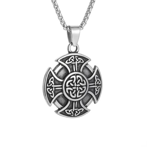 Caiduoduo Vintage keltischer Knoten Kreuz Schild Anhänger Trinity Knot Irish Symbol Halskette für Männer Frauen Anhänger Amulett Schmuck von Caiduoduo