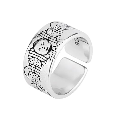 Caiduoduo Vintage offener Ring weibliche Modepersönlichkeit kreative Figur Ring geometrischer Hai Ring Schmuck von Caiduoduo