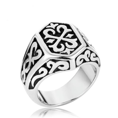 Caiduoduo Wikinger Quake Muster Ring Edelstahl Schmuck von Caiduoduo