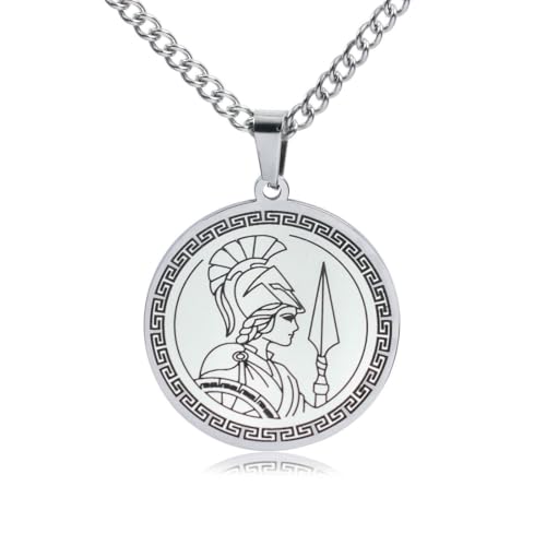 Caiduoduo antike griechische Weisheitsgöttin des Krieges Athena Halskette mit rundem Anhänger von Caiduoduo