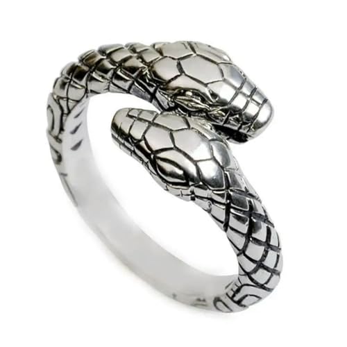 Doppelköpfiger Schlangenring Thai Silber Retro Persönlichkeit Schlangenförmiger Retro Hipster Zeigefinger Pumk Ring Chic Stil von Caiduoduo