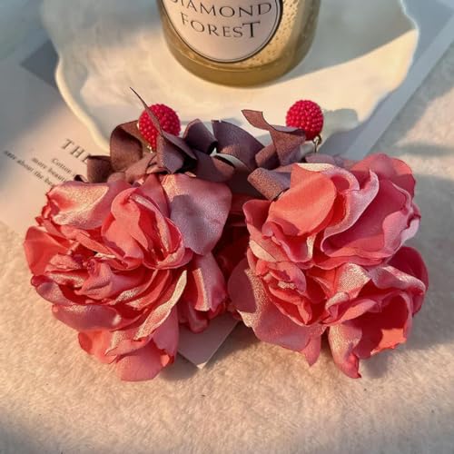 Febric Schleife Blume Ohrringe übertriebenLange BrautOhrringe für Frauen Vintage Big Summer Schmuck Accessoires von Caiduoduo