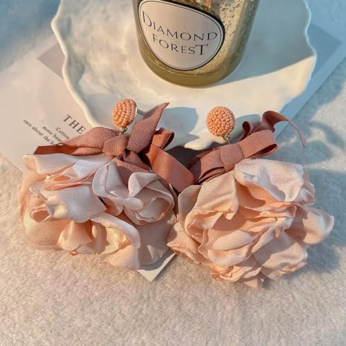 Febric Schleife Blume Ohrringe übertriebenLange BrautOhrringe für Frauen Vintage Big Summer Schmuck Accessoires von Caiduoduo