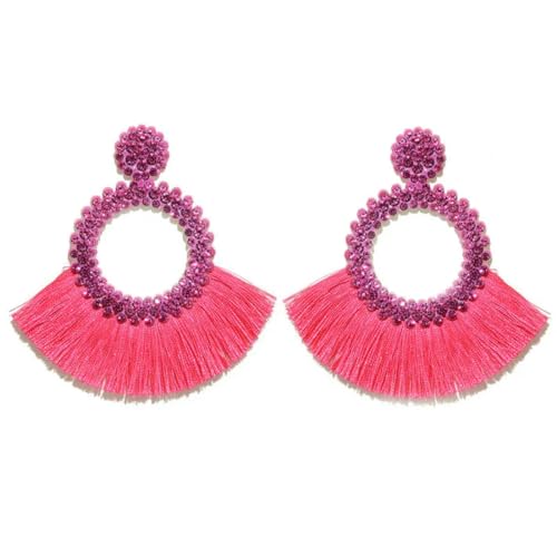 Lange rosa tropfen Quaste Ohrringe für Frauen Vintage Ethnische Hochzeit Perlen große Statement Ohrring Mode Schmuck Party von Caiduoduo