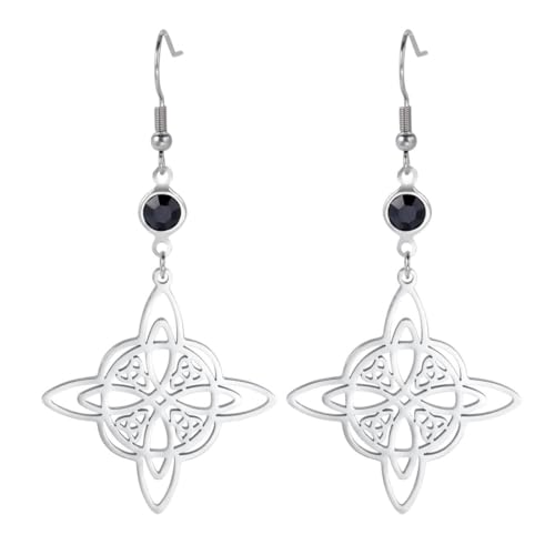 Titan Stahl durchbrochen Hexenknoten Doppelschicht keltischer Knoten Dreieck Anhänger Ornament Ohrringe von Caiduoduo